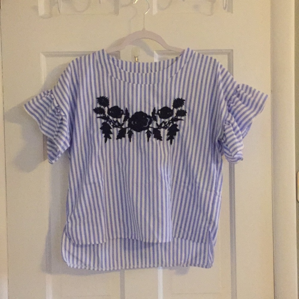 Blue Pinstripe Work Blouse